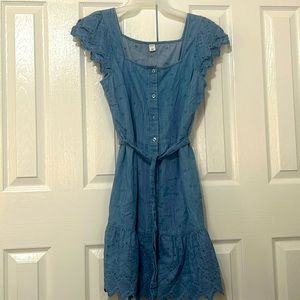 Blue embroidered dress